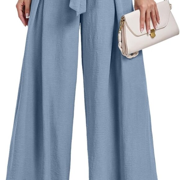 Other - High Waisted Palazzo Pants Work Casual Flowy Tie Knot Trousers with Pockets